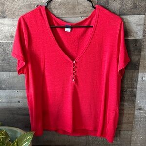 V-neck button top